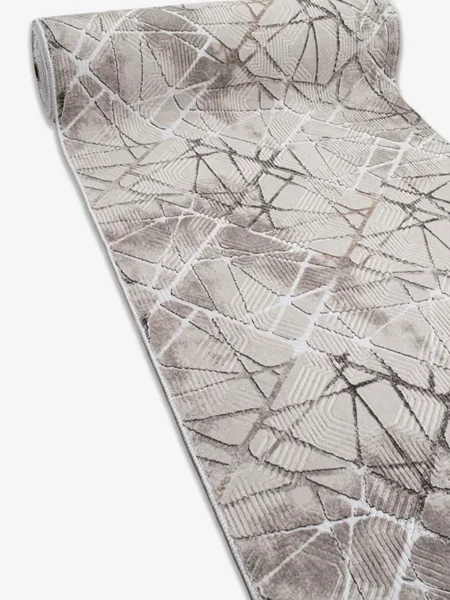 Modern Geometrisk Matta metervara – Line Art Beige