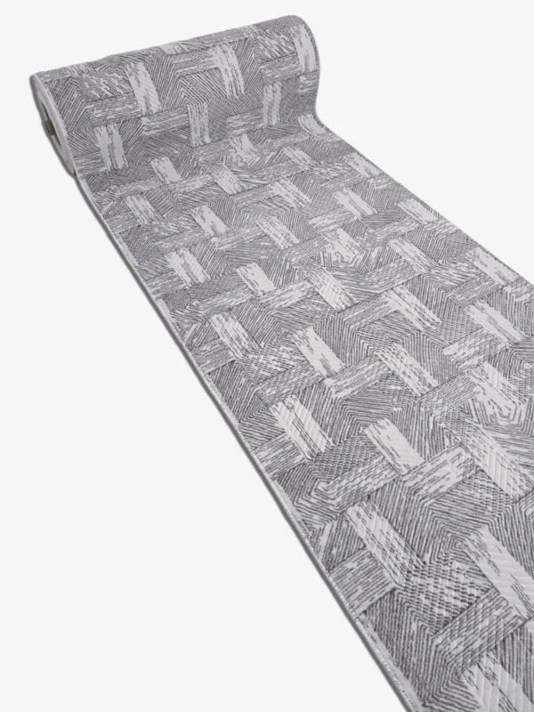 Neta Silver - Metervara | Modern flätad mönstermatta i silver