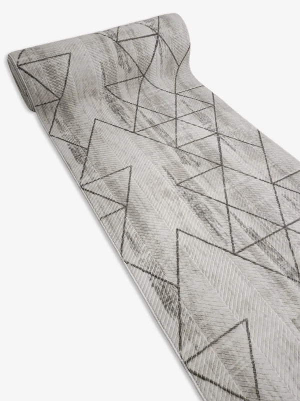 Vera Silver - Metervara | Modern geometrisk matta i silvergrå