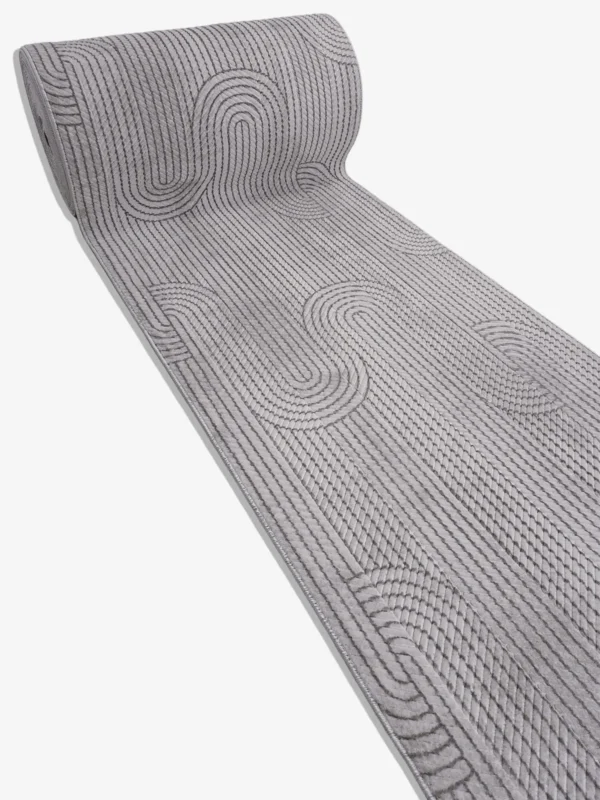 Zeno Silver - Metervara | Modern mönstrad matta i silvergrått